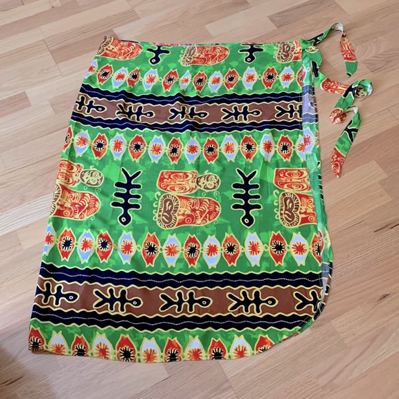 Stunning Vintage 💚🤎2PC Set Wrap skirt Pareo Coverup & Top - Picture 3 of 16